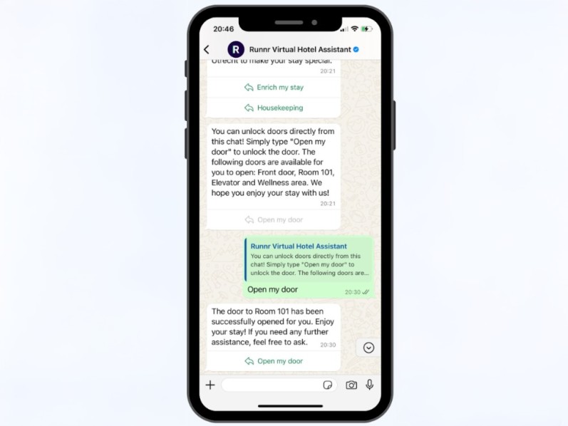 A smartphone with a chat history. 
