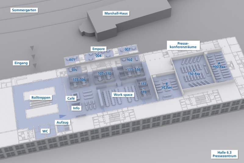 Pressezentrum in Halle 6.3. der ITB Berlin